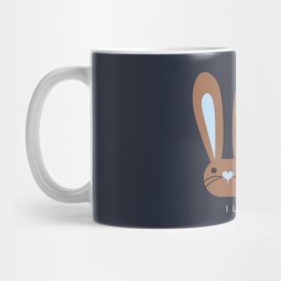 I Love You Brown Blue Heart Bunnies Mug